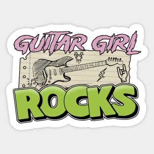 Guitar Girl Rocks Sticker